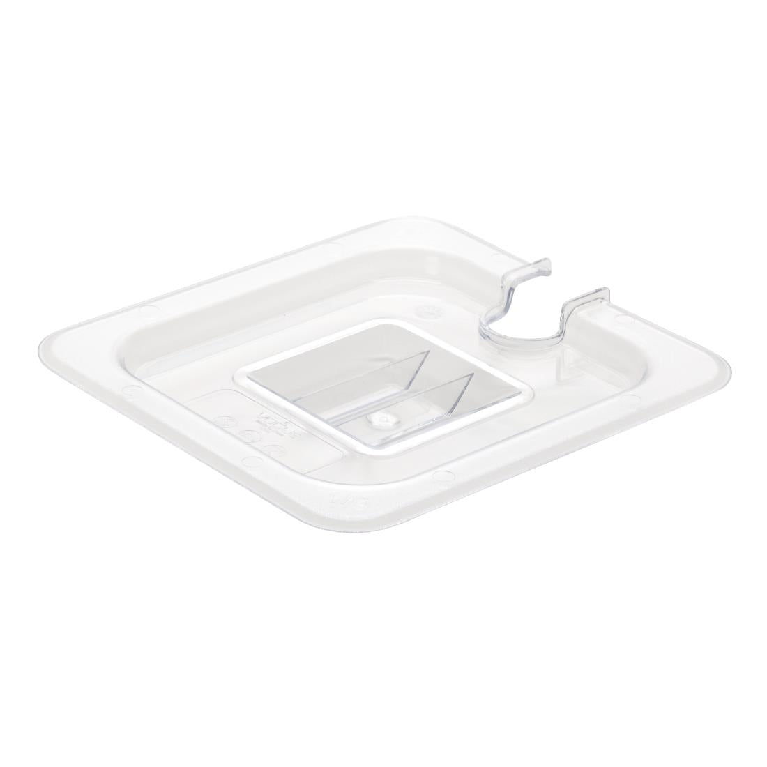 Vogue Clear Polycarbonate GN Notched Lid - 1/6