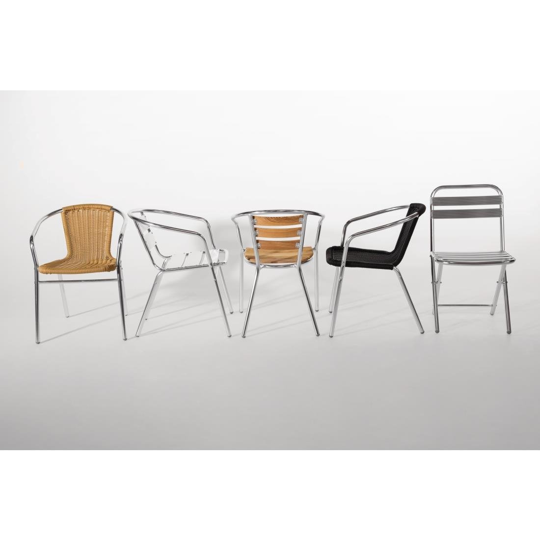 Bolero Black Wicker Chair with Aluminium Frame (Pack 4)