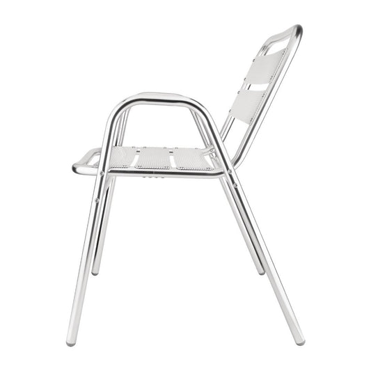 Bolero Stacking Aluminium Chair with Arched Arms (Pack 4)