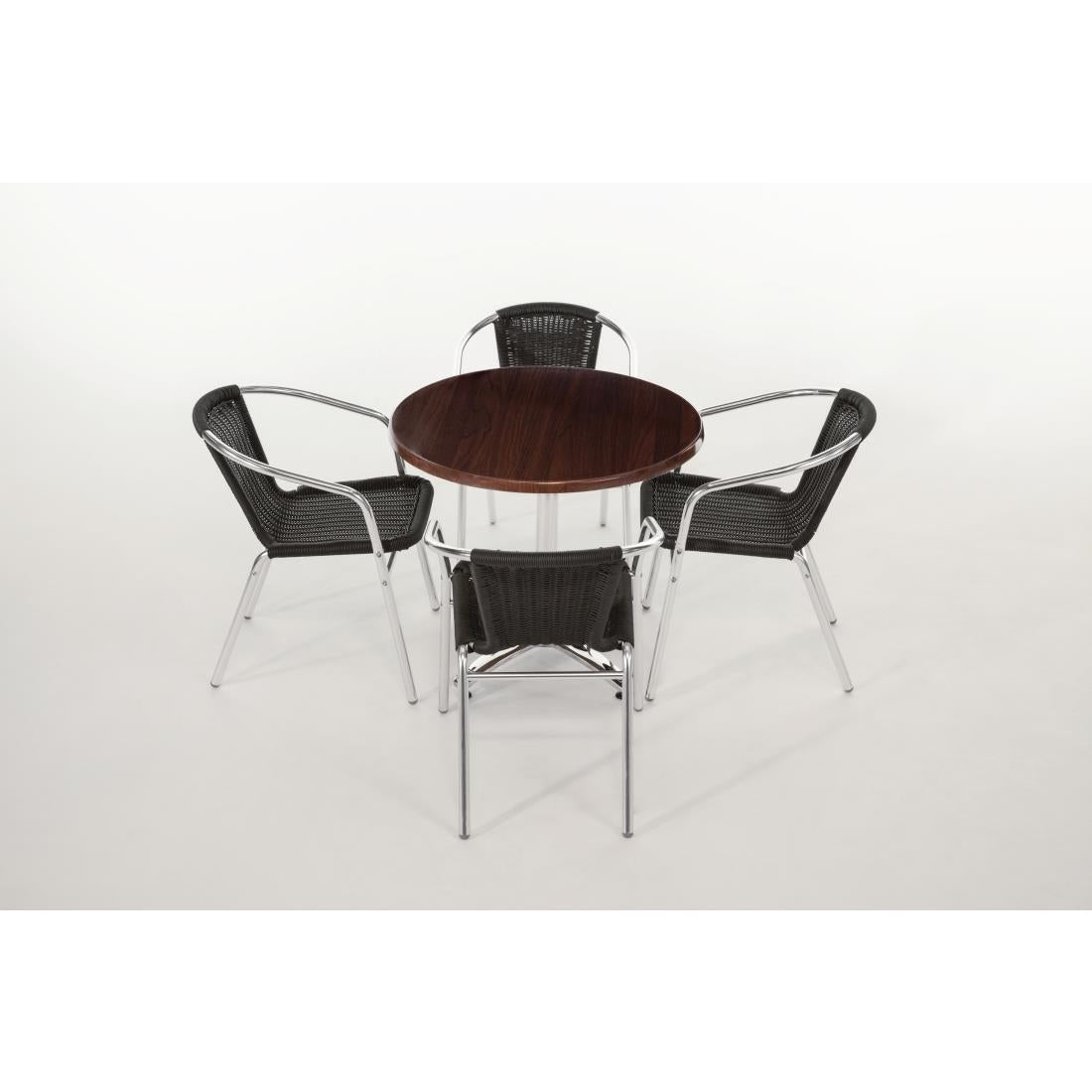 Bolero Black Wicker Chair with Aluminium Frame (Pack 4)