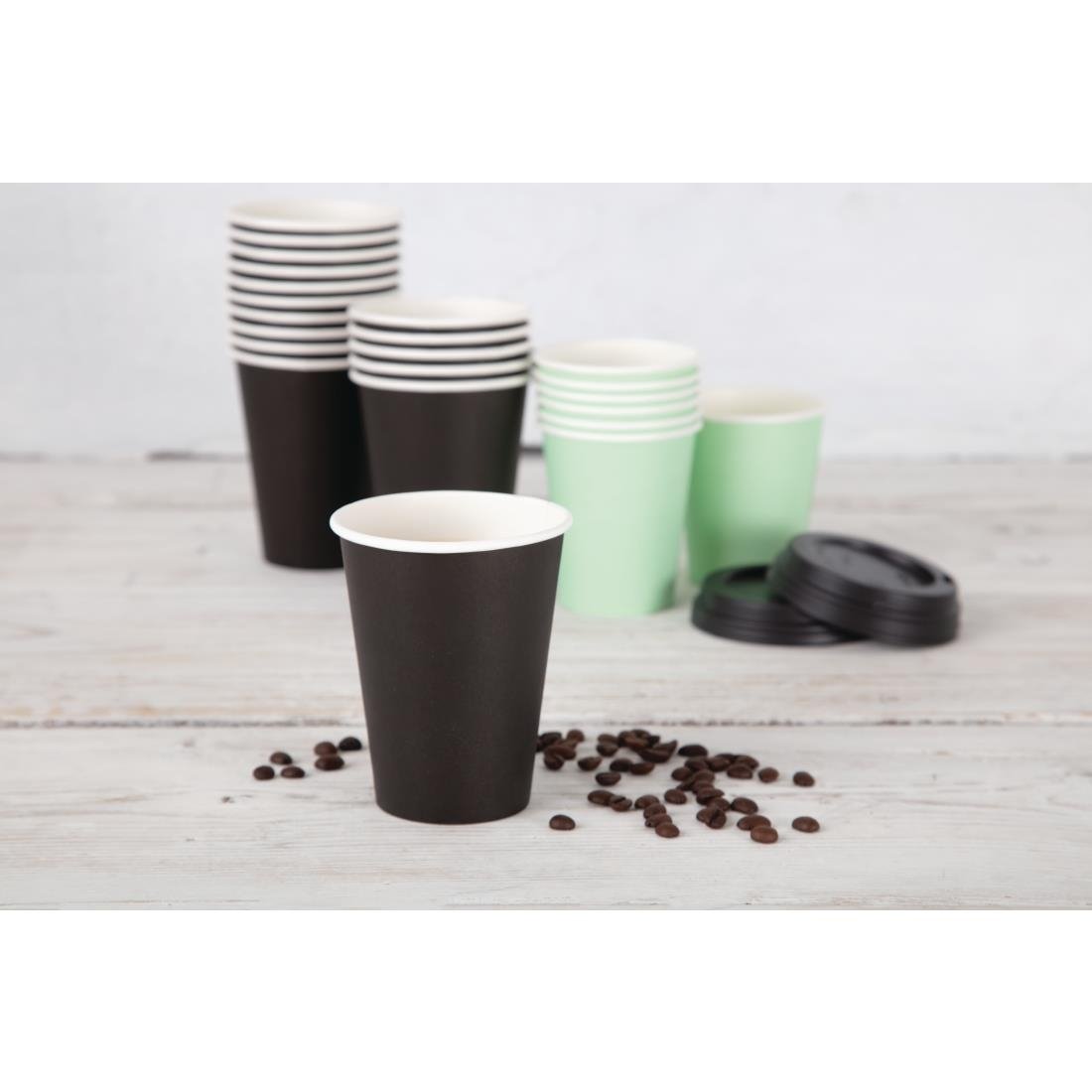 Fiesta Recyclable Hot Cups Single Wall Black - 340ml (12oz) (Sleeve 50)