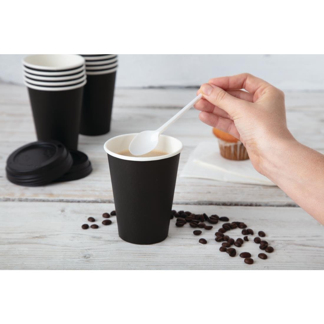 Fiesta Recyclable Hot Cups Single Wall Black - 340ml (12oz) (Sleeve 1000)