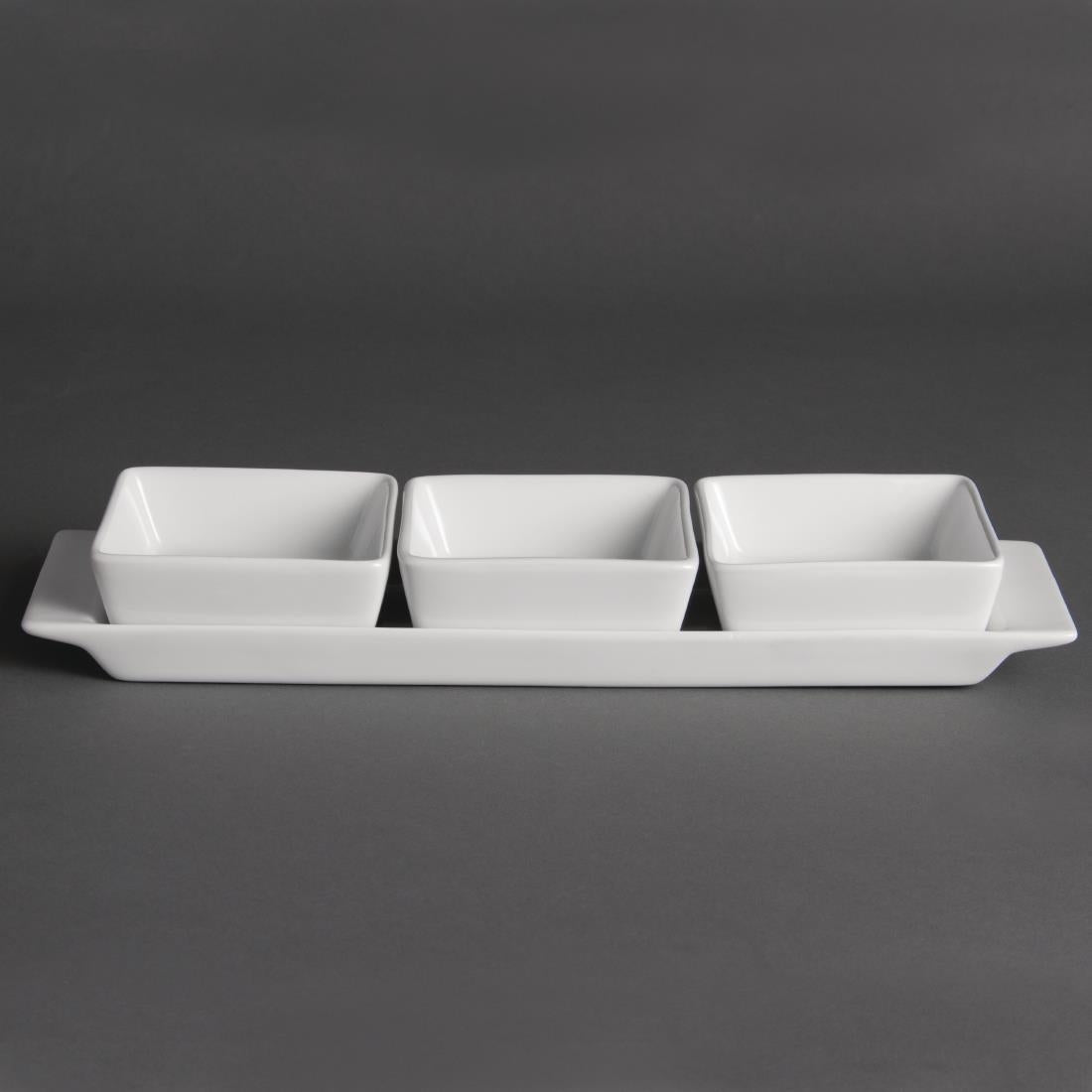 Olympia Whiteware 3 Section Dishes with Plate - 300x90mm (Box 2)