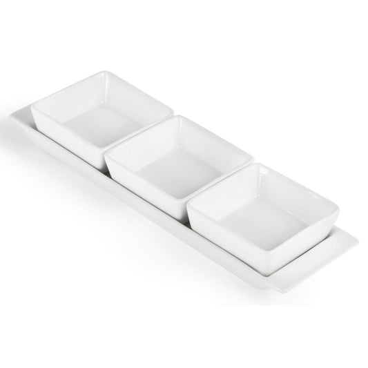 Olympia Whiteware 3 Section Dishes with Plate - 300x90mm (Box 2)