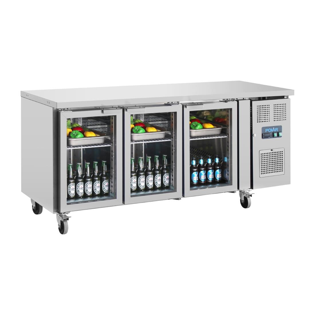 Polar U-Series 3 Door Counter with Glass Doors