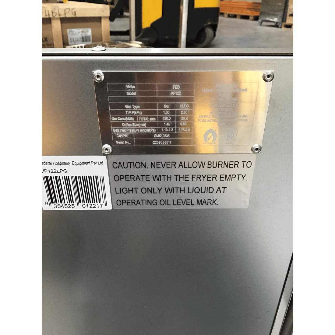 2NDs: Frymax V Pan LPG Deep Fryer - VP122LPG-SA6-Jul