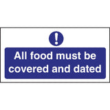 Vogue All Food Covered & Dated Sign - 200x100mm 8x4" (Self-Adhesive)