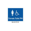 Braille Sign Female Accessible Toilet RH (Blue) WA-DS-FDT-RH