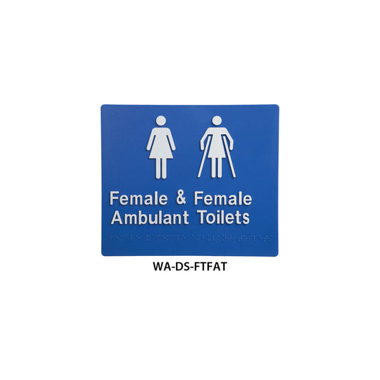 Braille Sign Female and Female Ambulant Toilet (Blue) WA-DS-FTFAT