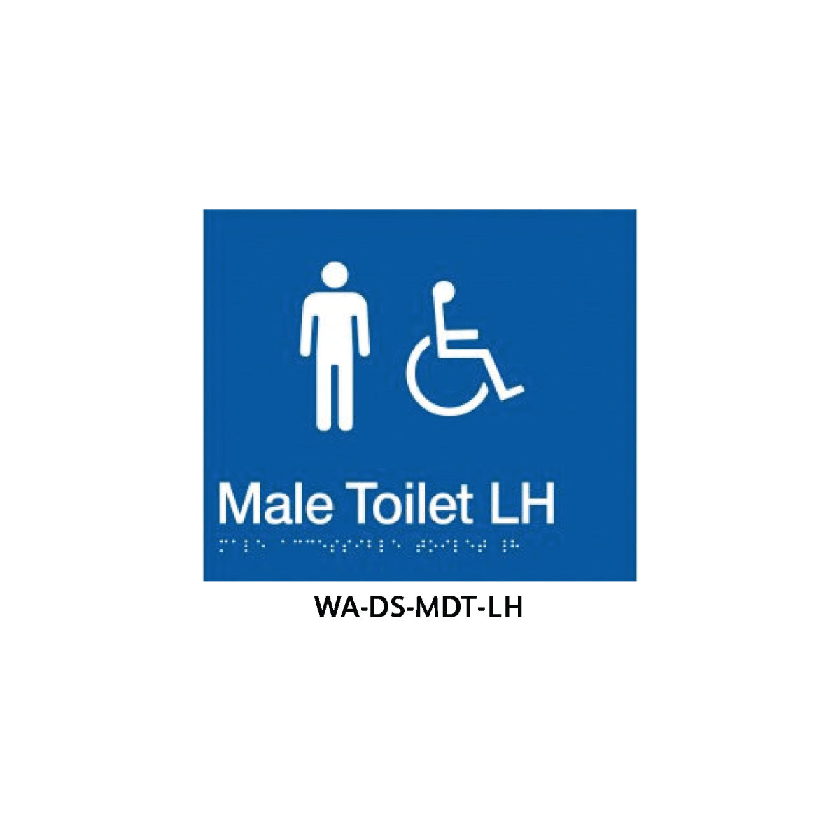 Braille Sign Male Disabled Toilet LHS (Blue) WA-DS-MDT-LH