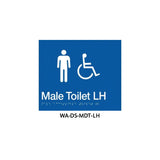 Braille Sign Male Disabled Toilet LHS (Blue) WA-DS-MDT-LH
