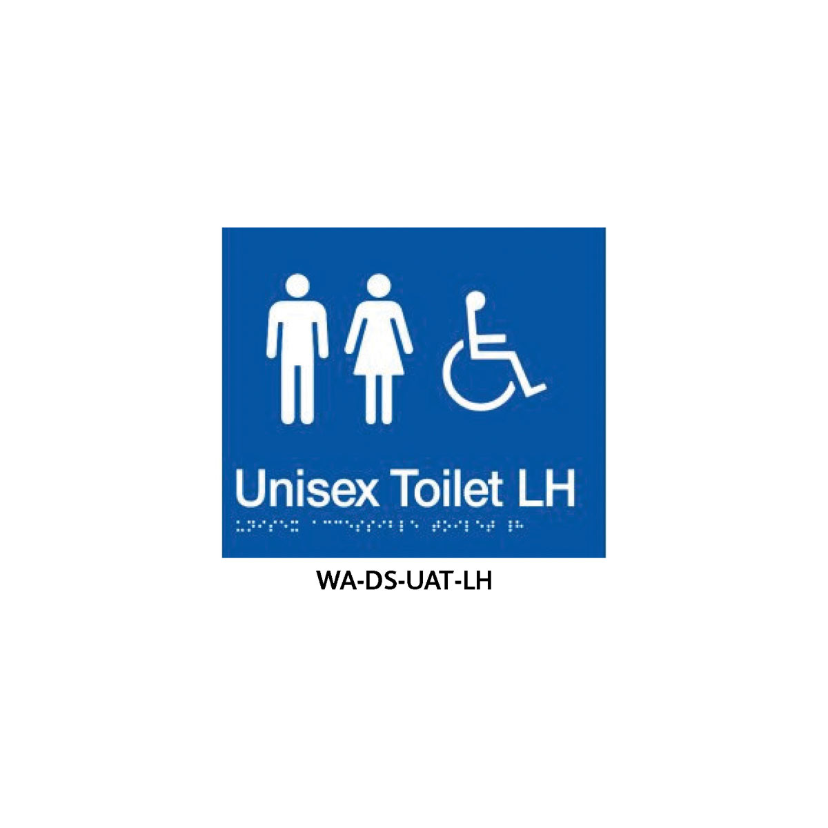 Braille Sign Unisex Accessible Toilet LHS (Blue) WA-DS-UAT-LH