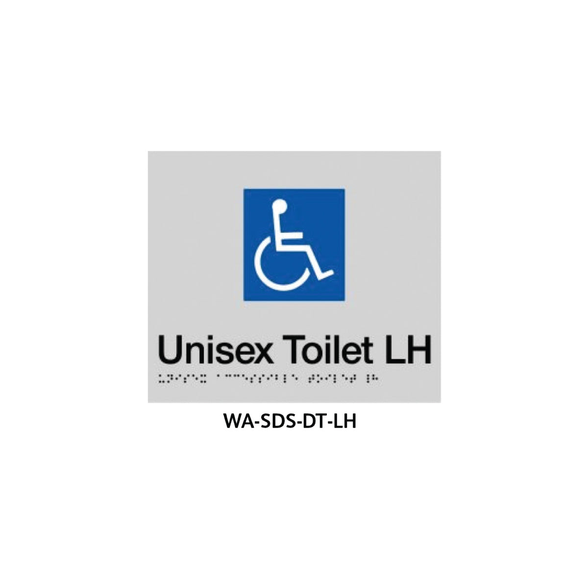 Braille Sign Unisex Disabled Toilet LHS (Silver) WA-SDS-DT-LH