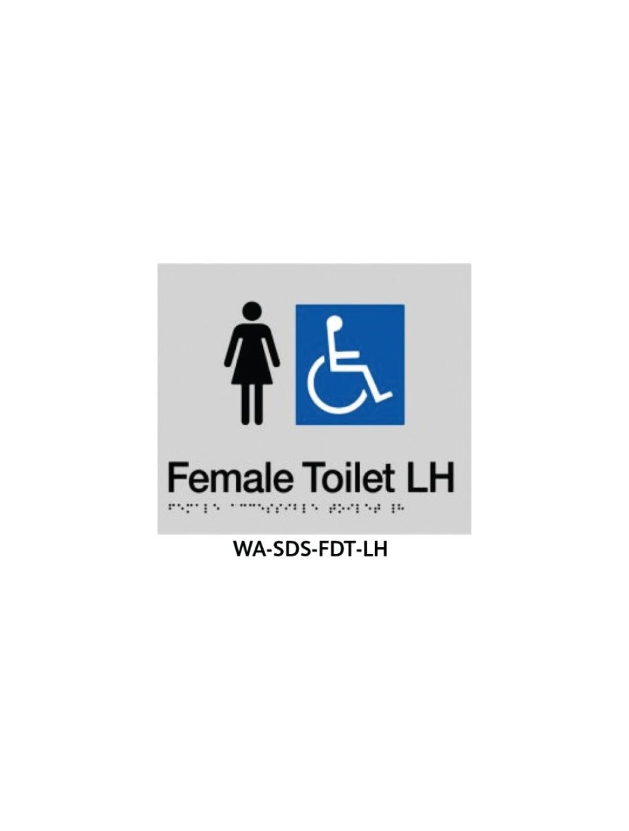 Braille Sign Female Disabled Toilet LHS (Silver) WA-SDS-FDT-LH