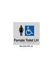 Braille Sign Female Disabled Toilet LHS (Silver) WA-SDS-FDT-LH