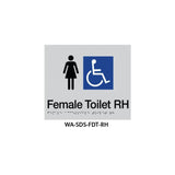 Braille Sign Female Disabled Toilet RHS (Silver) WA-SDS-FDT-RH