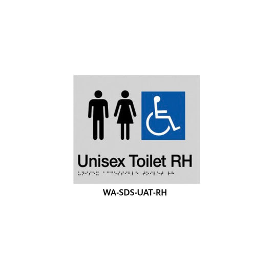 Braille Sign Unisex Accessible Toilet RHS (Silver) WA-SDS-UAT-RH
