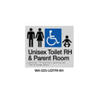 Braille Sign Unisex Disabled Toilet and Parent Room RHS (Silver) WA-SDS-UDTPR-RH