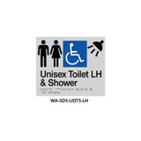 Braille Sign Unisex Disabled Toilet and Shower LHS (Silver) WA-SDS-UDTS-LH
