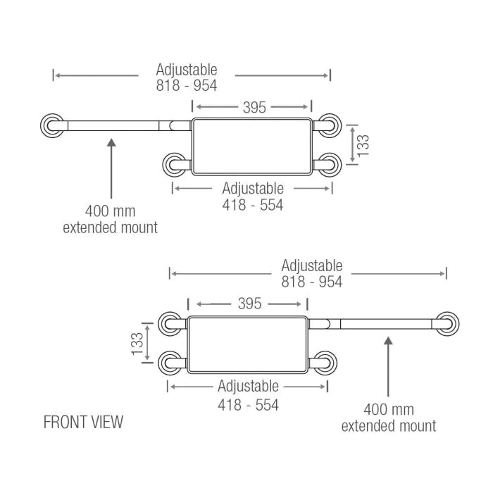 Wall Mounted Backrest With 400mm Extension