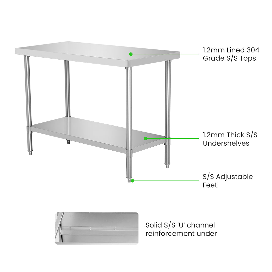 WB6-1200/A Stainless Steel Workbench