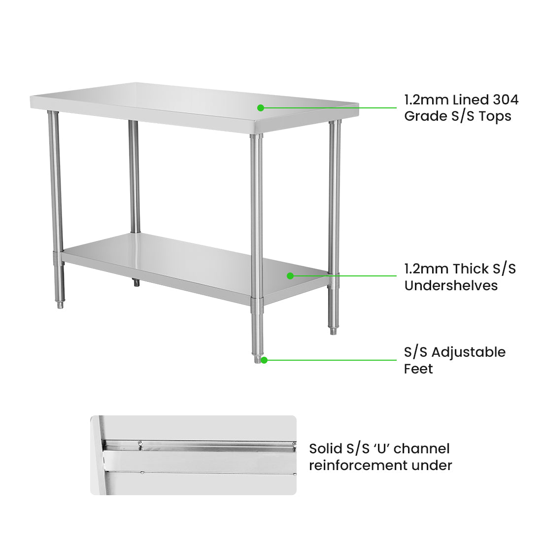 WB7-0800/A Stainless Steel Workbench