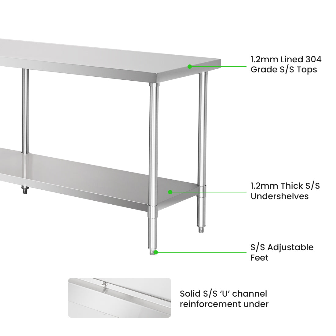 WB7-2400/A Stainless Steel Workbench