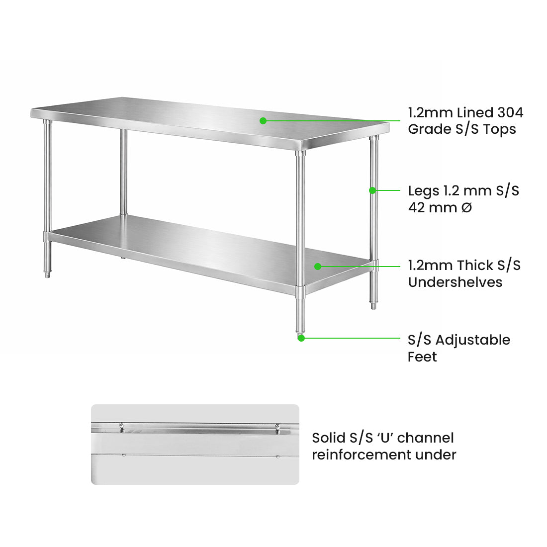 WB6-1800/A Stainless Steel Workbench