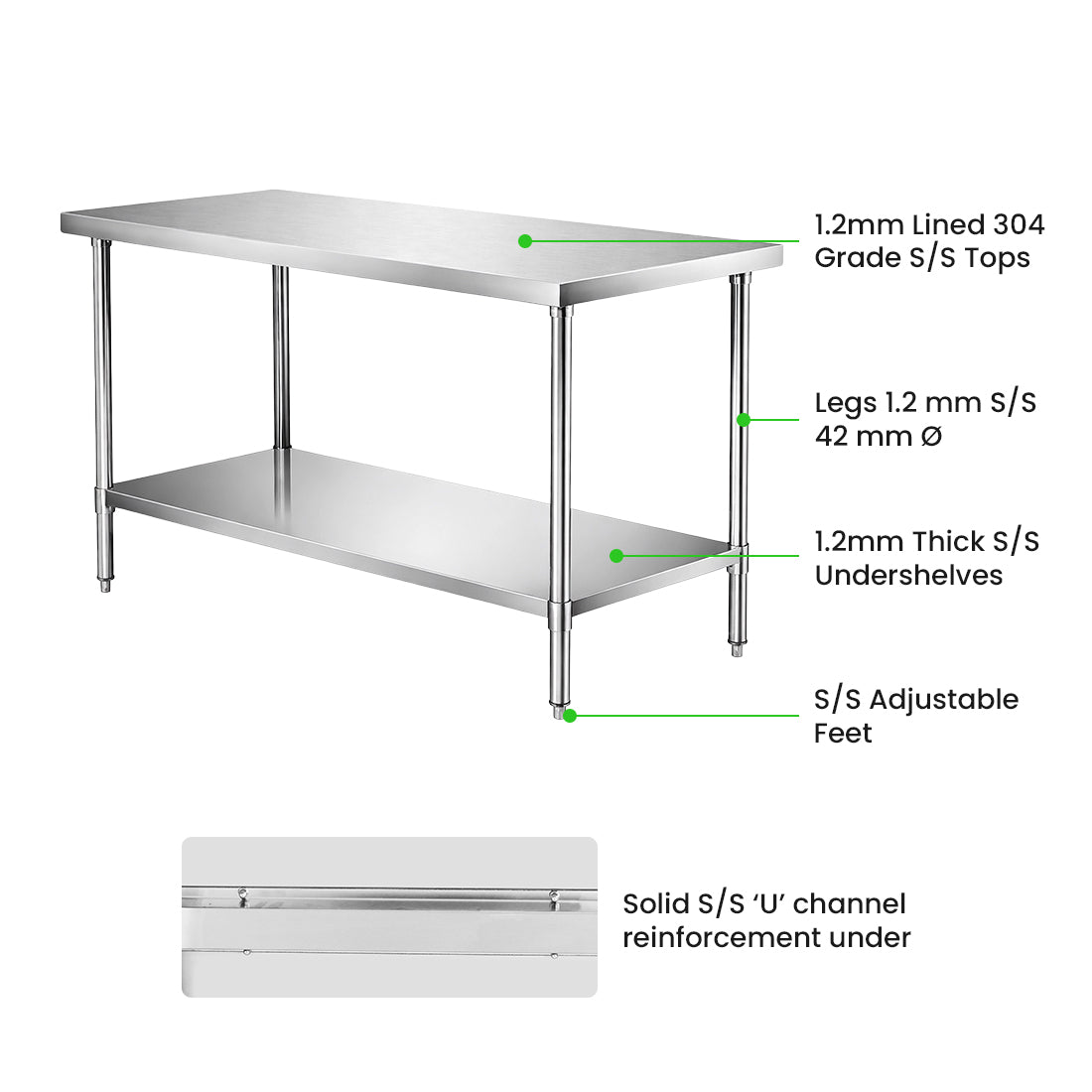 WB6-1500/A Stainless Steel Workbench