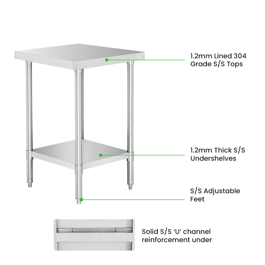 WB6-0600/A Stainless Steel Workbench