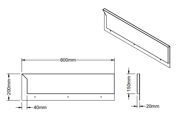 Modular Systems Splashback Extension for Premium 600 Series Bench WBB6-SB