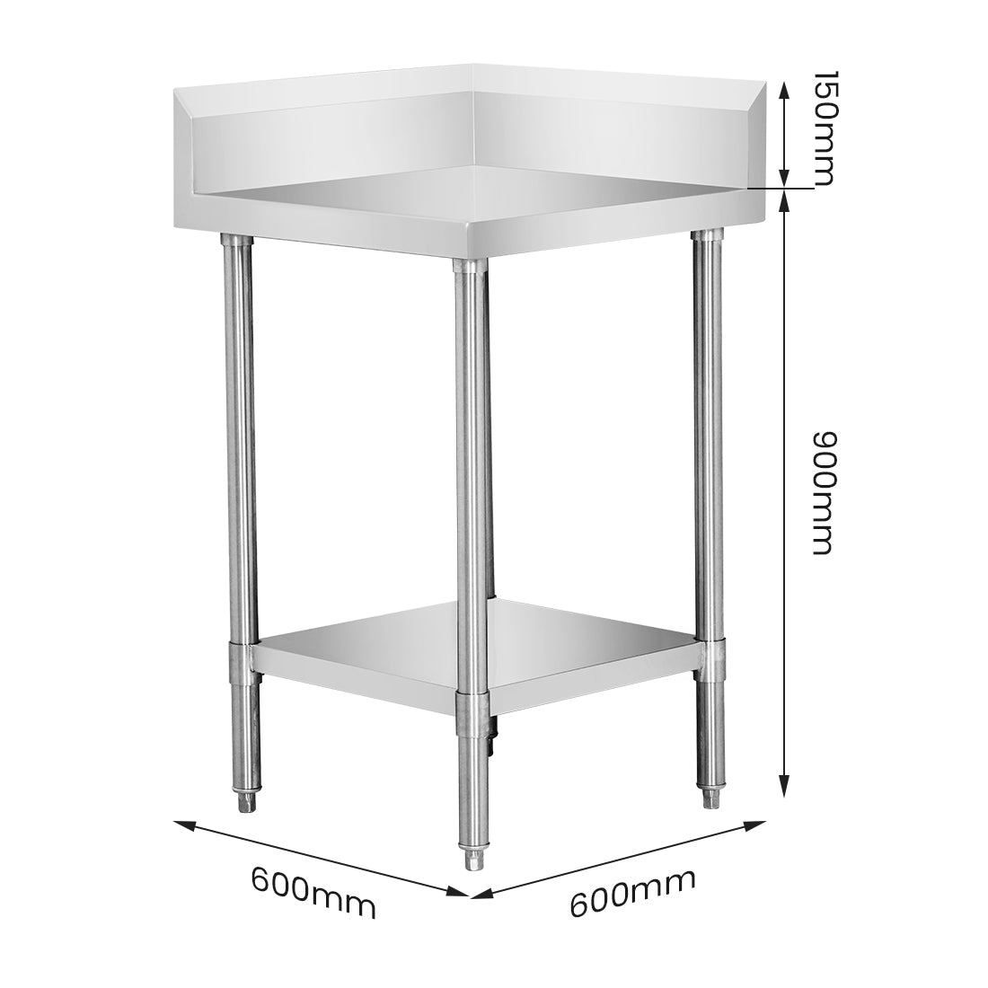WBCB6-0600/A - Corner Workbench with 150mm Splashback & Undershelf