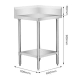 WBCB6-0600/A - Corner Workbench with 150mm Splashback & Undershelf