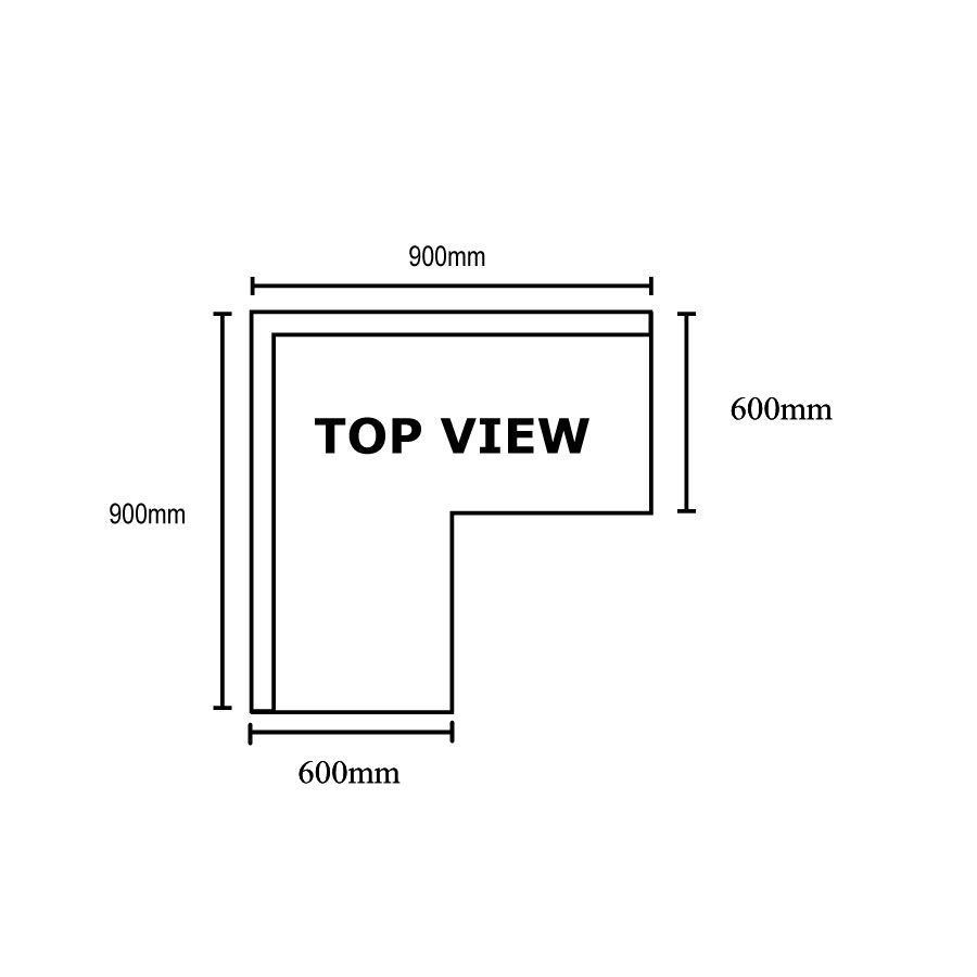 0900-6-WBCB - Economic Corner Workbench,100mm Splashback & Undershelf