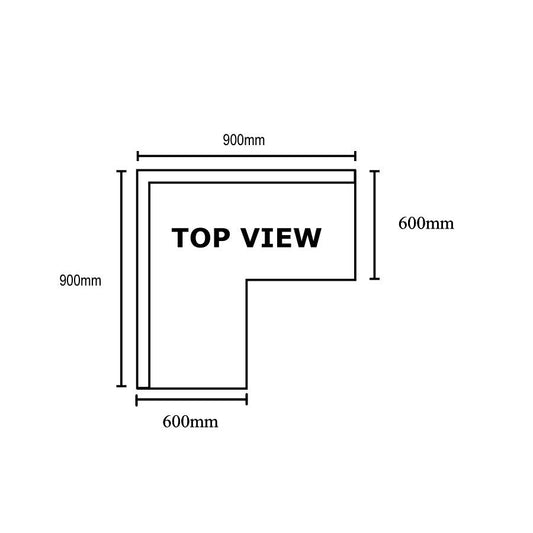 0900-6-WBCB - Economic Corner Workbench,100mm Splashback & Undershelf