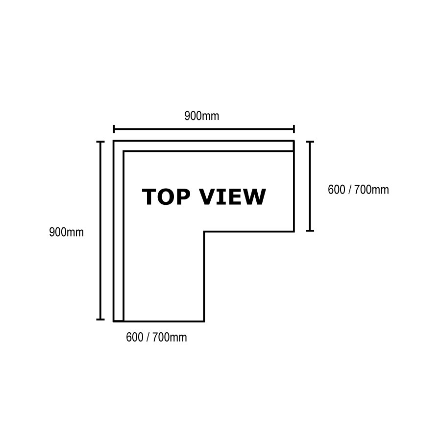 WBCB6-0900/A - Corner Workbench, 150mm Splashback & Undershelf