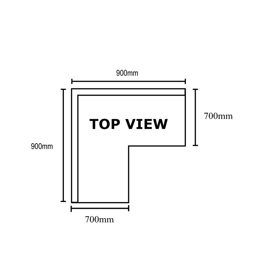 0900-7-WBCB - Economic Corner Workbench,100mm Splashback & Undershelf 900x900x900mm