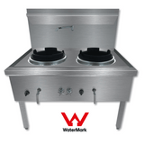 Gasmax Stainless Steel Waterless Nature Gas Double Wok Chimney Burner - WW-2NC