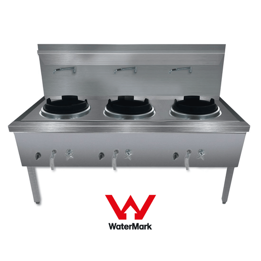 Ex-Showroom: Gasmax Stainless Steel Waterless LPG Gas Triple Wok - WW-3L-SA8-Jul