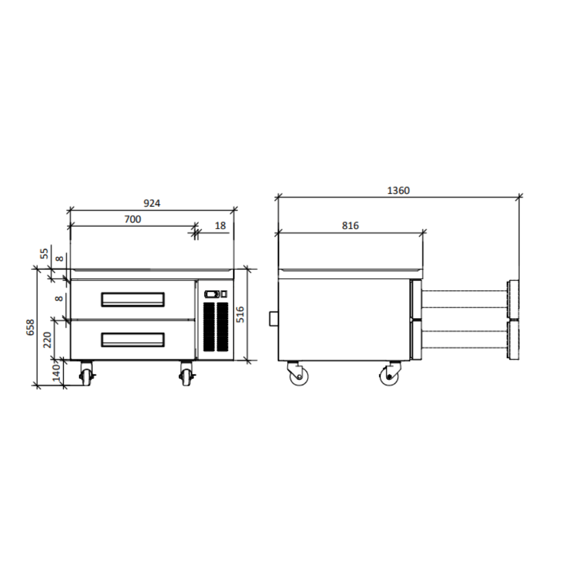 FED-X Chef Base Refrigerated Drawer Bench 184L XCB-36