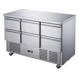 FED-X Six Drawer Salad Prep Fridge - XGNS1300D-6D