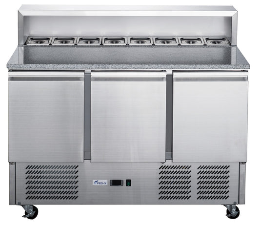 2NDs: FED-X Three Door Salad Prep Fridge with Marble Top - XGNS1300E-NSW2084