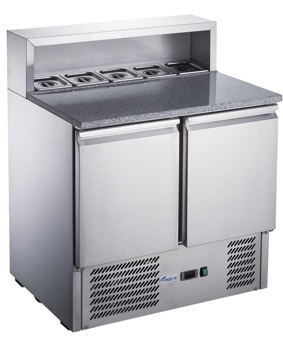 FED-X Two Door Salad Prep Fridge with Marble Top - XGNS900E