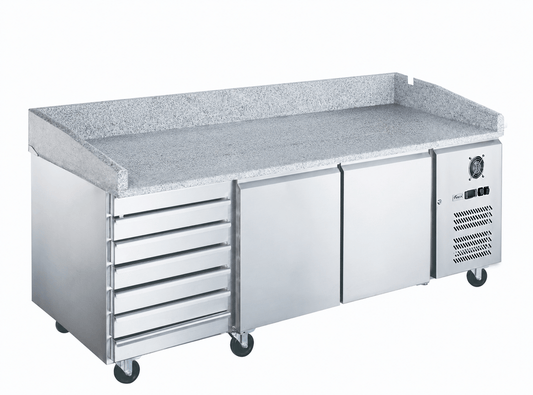 FED-X 2 Door 7 Drawer Marble Top Pizza Make-Up Bench 2020mm - XPZ3600TND