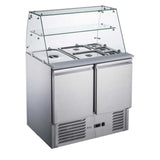 FED-X Two Door Salad Prep Fridge with Glass Top - XS900GC