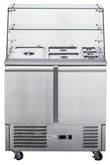 FED-X Two Door Salad Prep Fridge with Glass Top - XS900GC