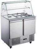 FED-X Two Door Salad Prep Fridge with Glass Top - XS900GC