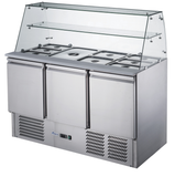 FED-X Three Door Salad Prep Fridge with Glass Top - XS903GC