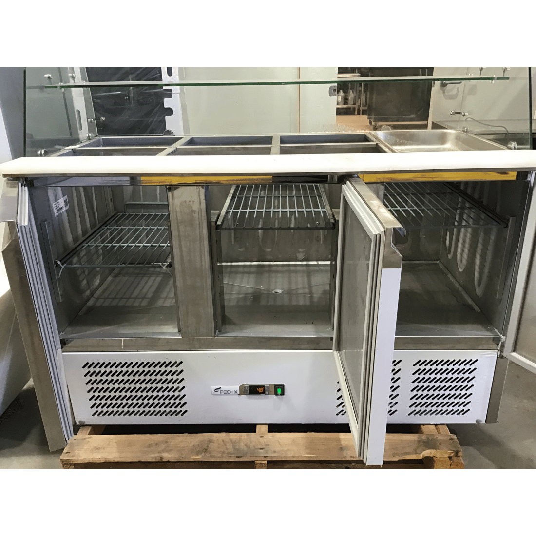 2NDs: FED-X Three Door Salad Prep Fridge with Glass Top - XS903GC-QLD374