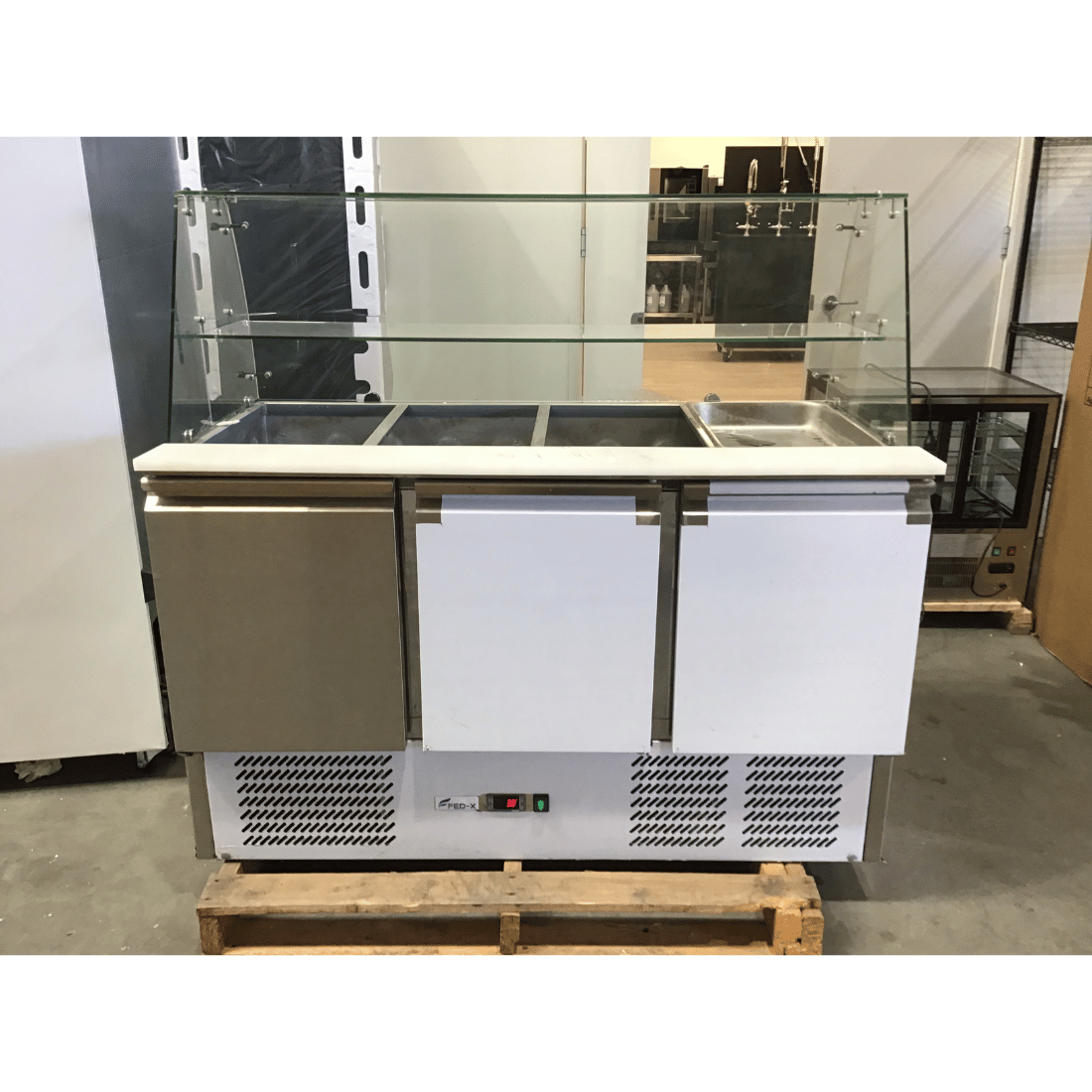2NDs: FED-X Three Door Salad Prep Fridge with Glass Top - XS903GC-QLD374